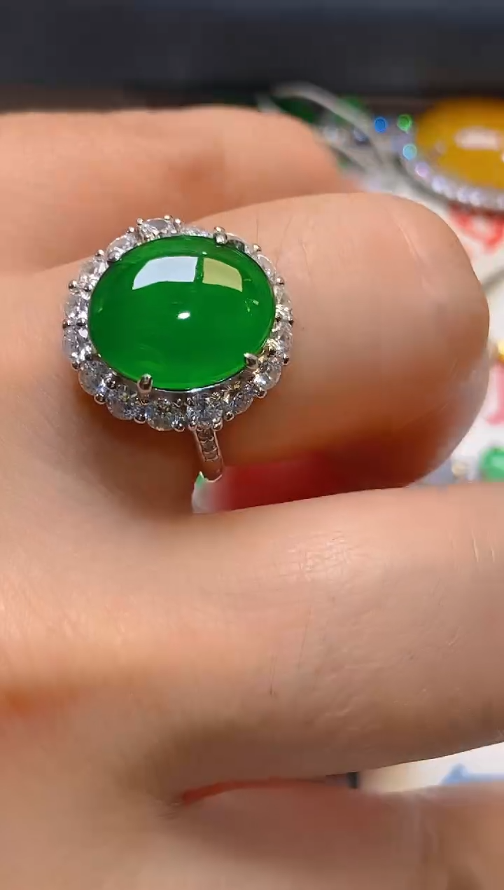 【闪购商品】翡翠耳饰银S925镶嵌天然A货翡翠1