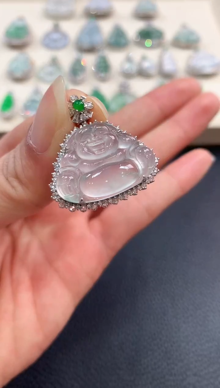 【闪购商品】翡翠吊坠(不含链)18K金镶嵌b122       