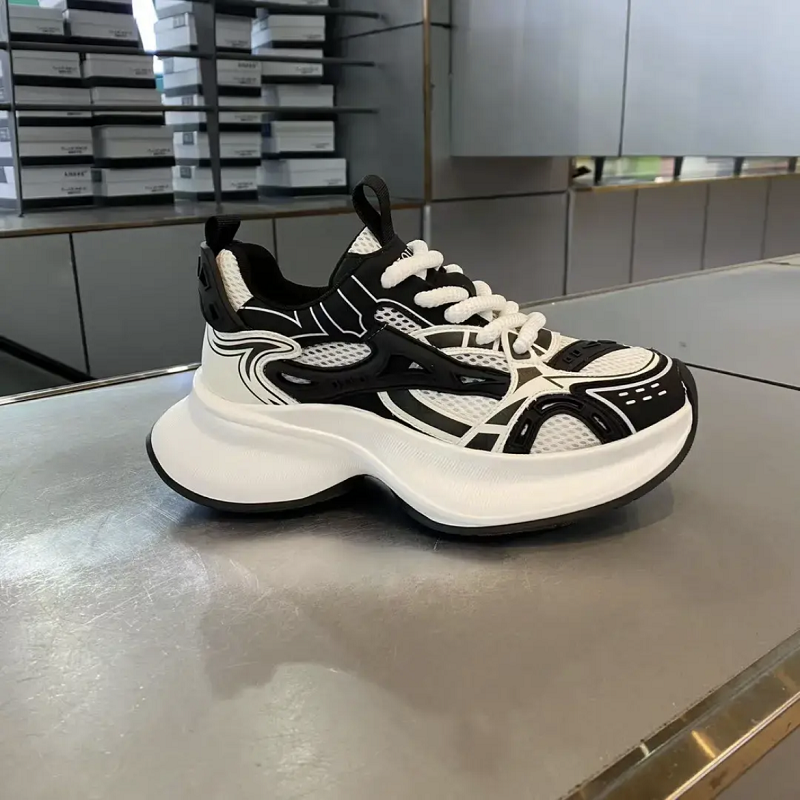 厚底透气老爹鞋时尚百搭网面运动鞋LH01【黑】12