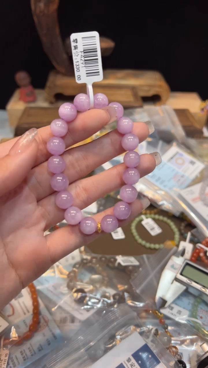 【闪购商品】锂辉石手饰18K金镶嵌10mm手饰@@F4291