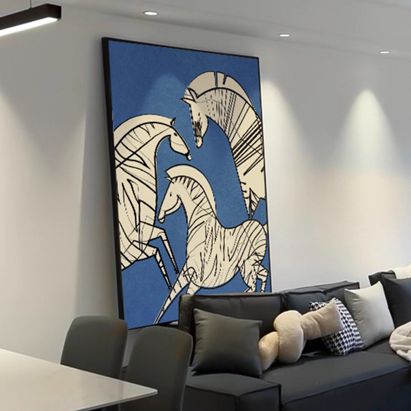 现代简约客厅沙发背景墙装饰画马到成功餐厅卧室挂画骏马玄关壁画