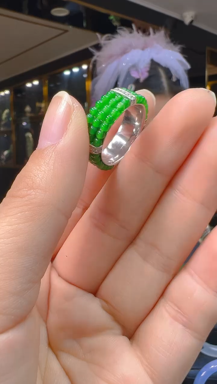 银S925镶嵌戒指翡翠055   (多样性发货发其一)