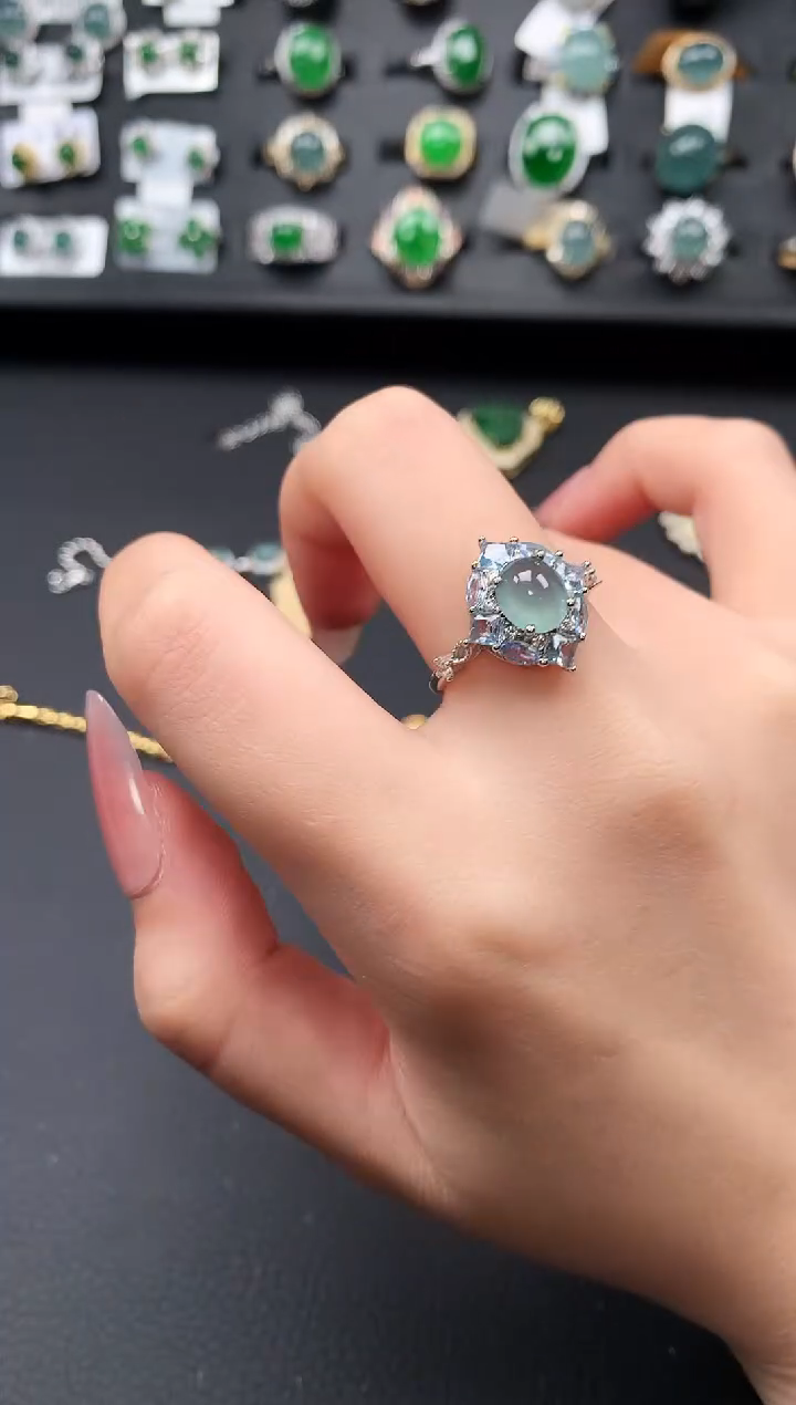 【闪购商品】翡翠戒指银S925镶嵌51241