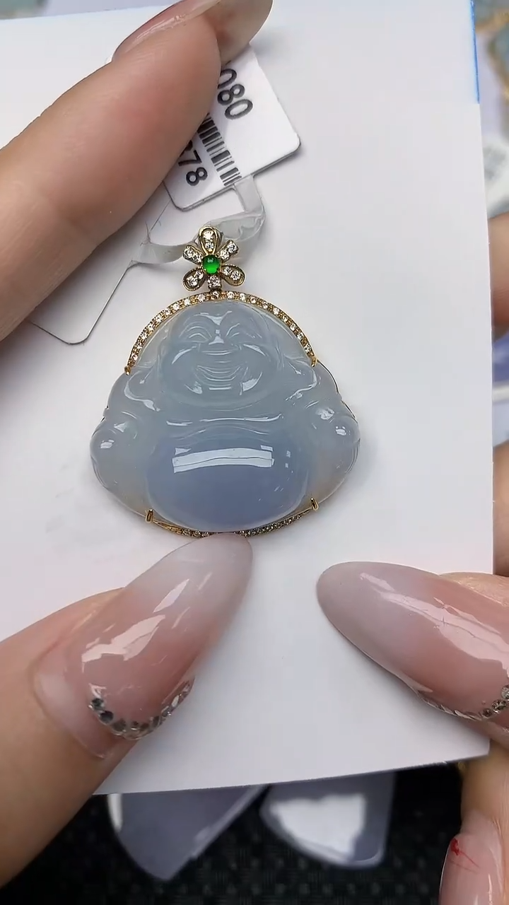 【闪购商品】翡翠颈饰18K金镶嵌天然翡翠A货