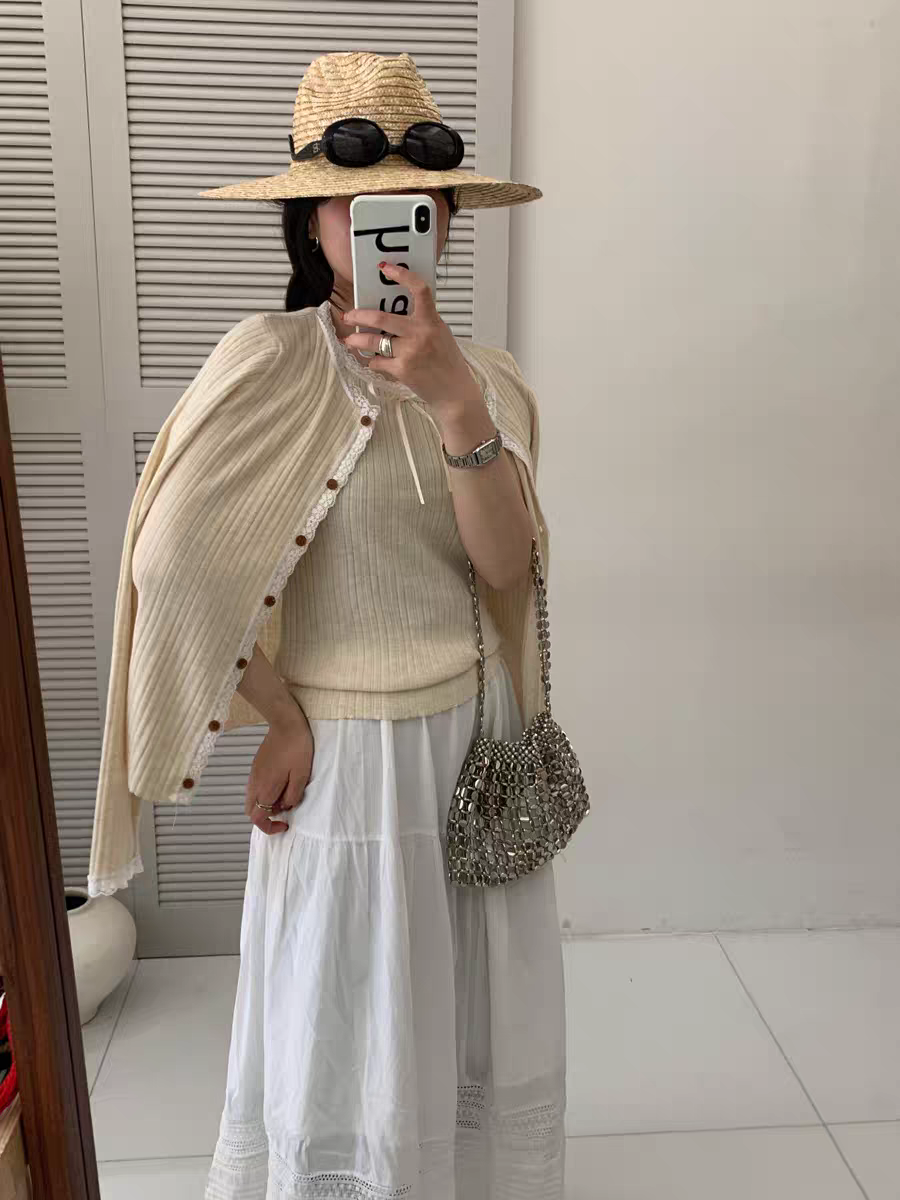 韩系针织开衫两件套配蝴蝶结吊带上衣秋季套装