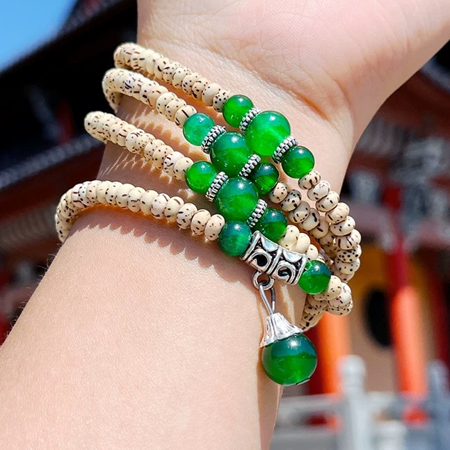 星月菩提绿珠108（无礼盒）K222