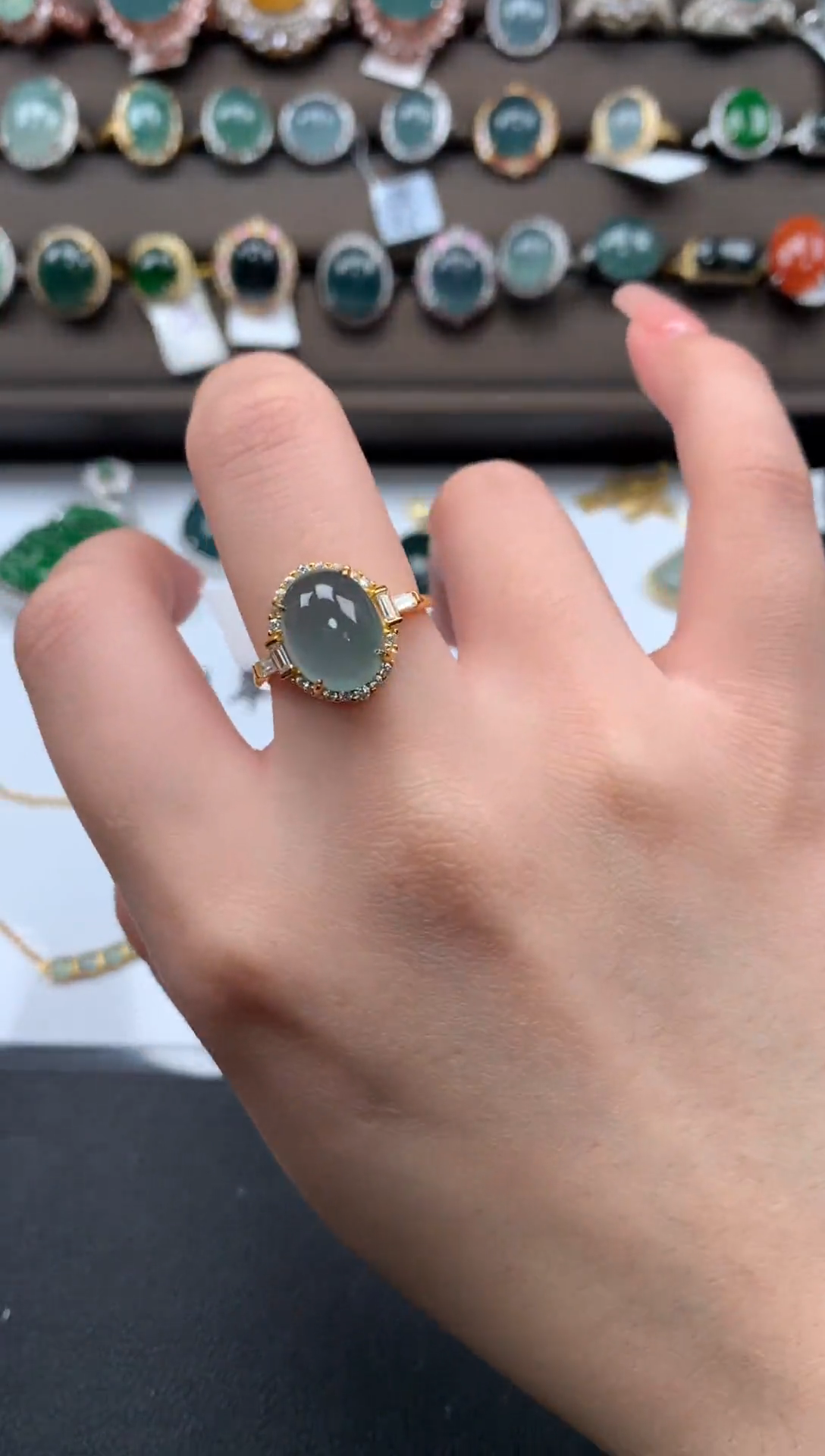 【闪购商品】翡翠戒指银S925镶嵌52112