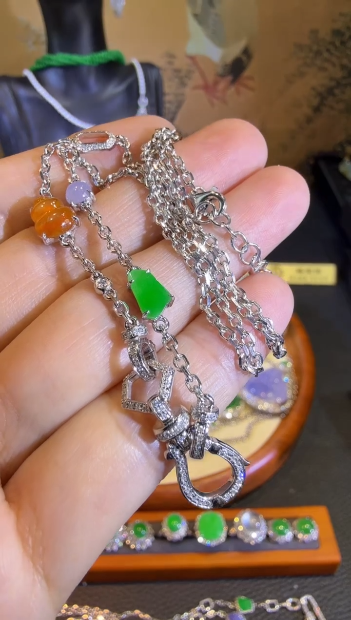 【闪购商品】翡翠颈饰18K金镶嵌精工重金加粗版万能链马蹄扣