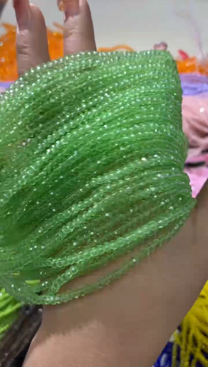 玻璃17107卡2水晶扁10条本色果绿色