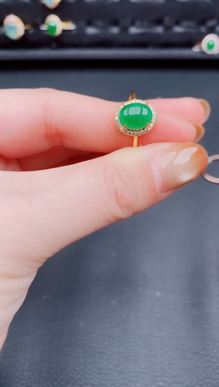 【闪购商品】翡翠戒指银S925镶嵌天然a货翡翠202