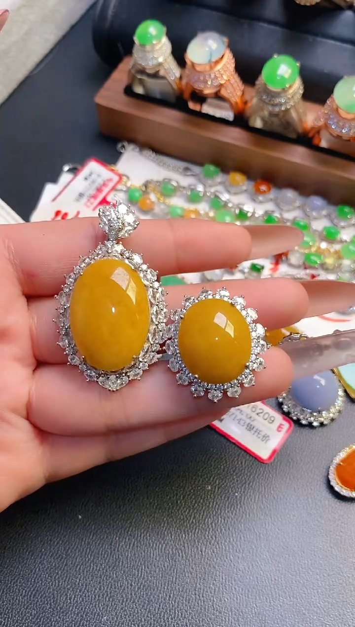 银S925镶嵌戒指翡翠天然