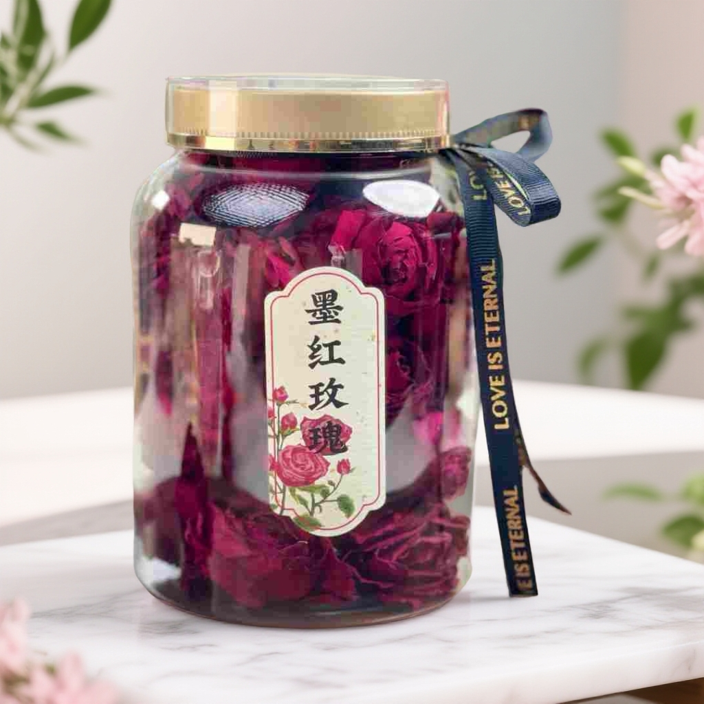 【墨红玫瑰】云南冻干墨红玫瑰花茶 大花冠无熏硫无染色  罐装