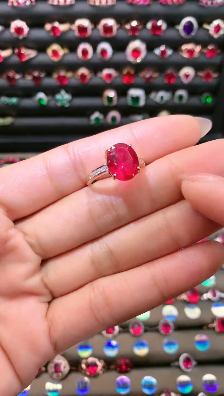【闪购商品】红宝石戒指银S925镶嵌1012玫瑰金