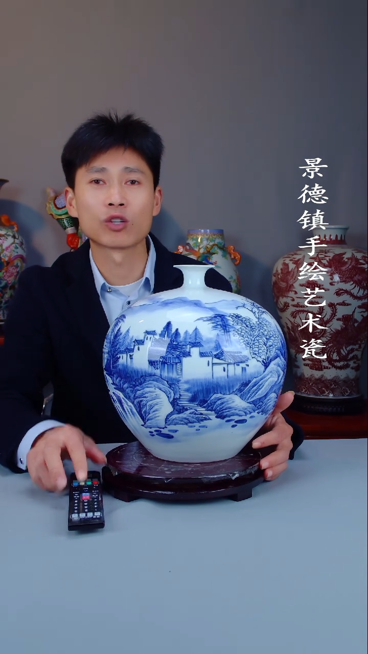 瓶陶景德镇手工手绘陶瓷摆件24