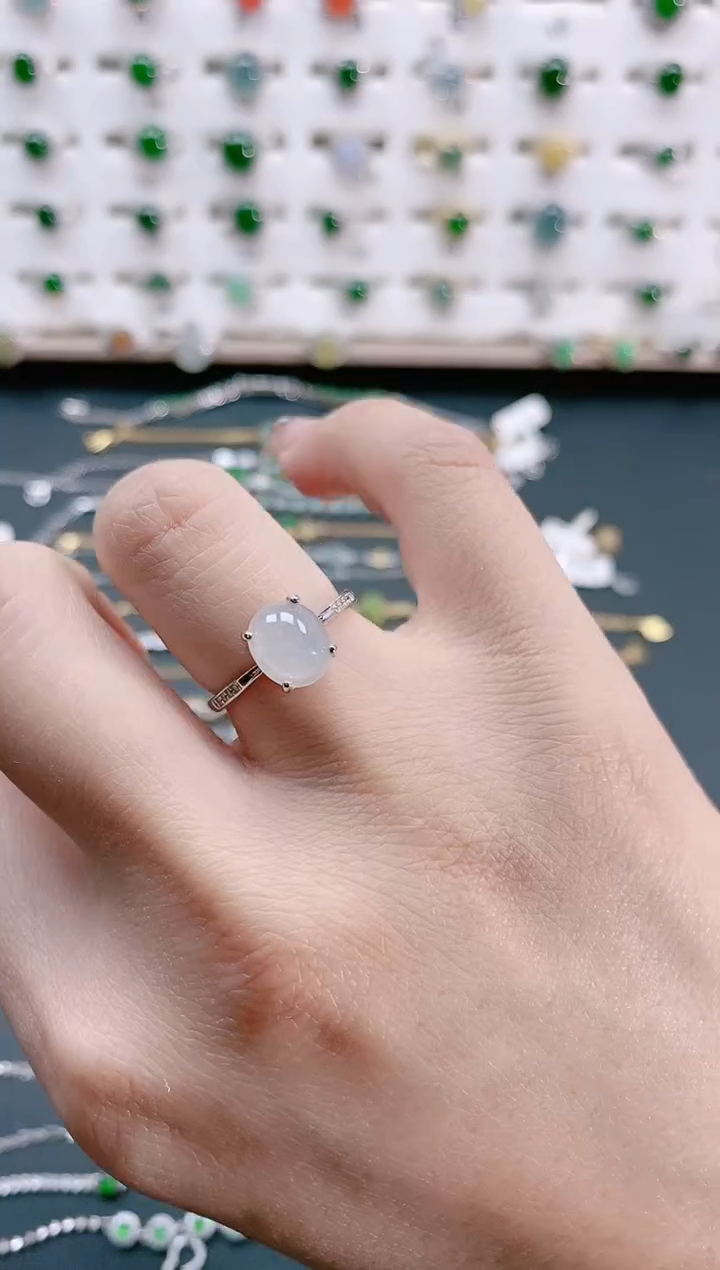 【闪购商品】翡翠戒指银S925镶嵌天然翡翠