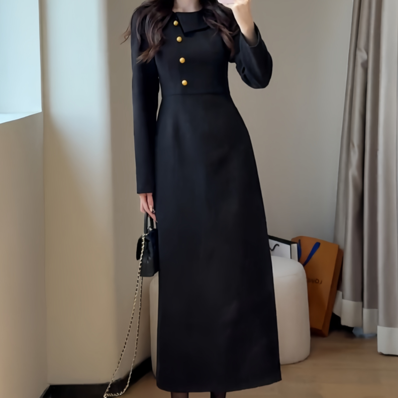 2025新款时尚气质风格百搭秋季大码女装设计感收腰显瘦连衣裙秋冬