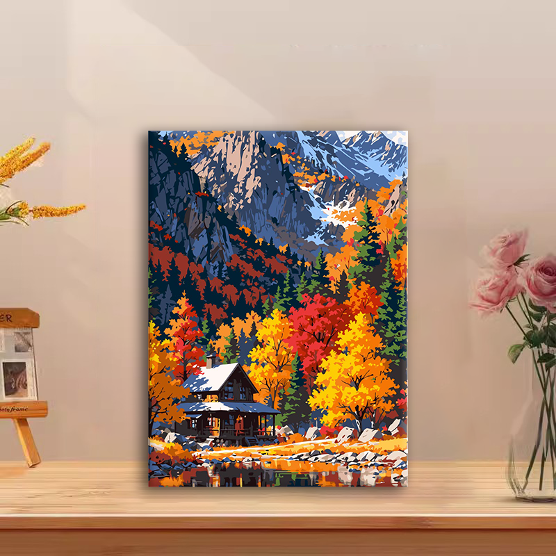 ( 秋景）diy数字油画手绘填色解压治愈手工礼物丙烯客厅装饰画