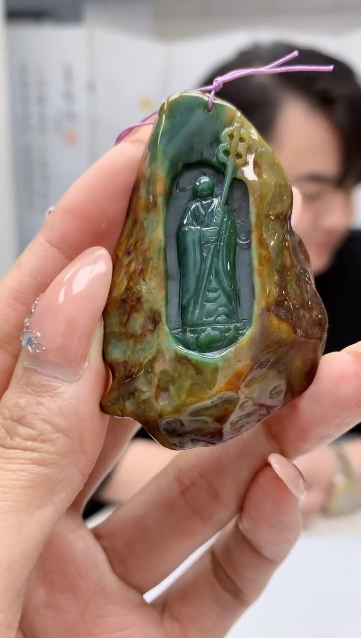 【闪购商品】定制翡翠未镶嵌5060MM-毛货挂件76