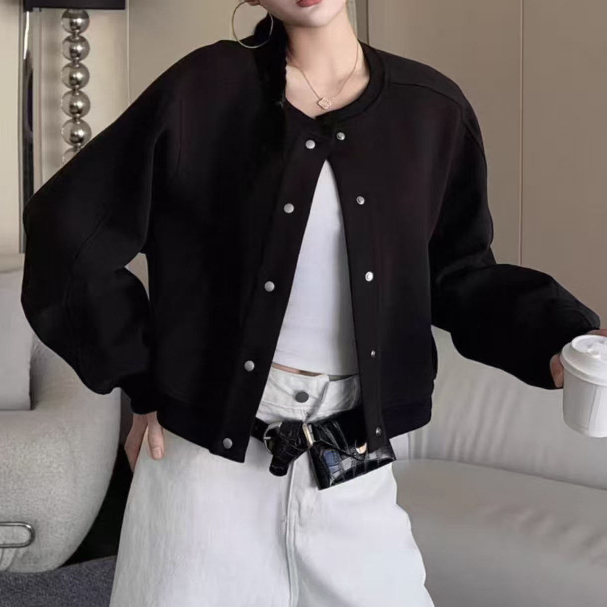 2025春宽松百搭小个子长袖休闲外套女短款薄款高级感短外套