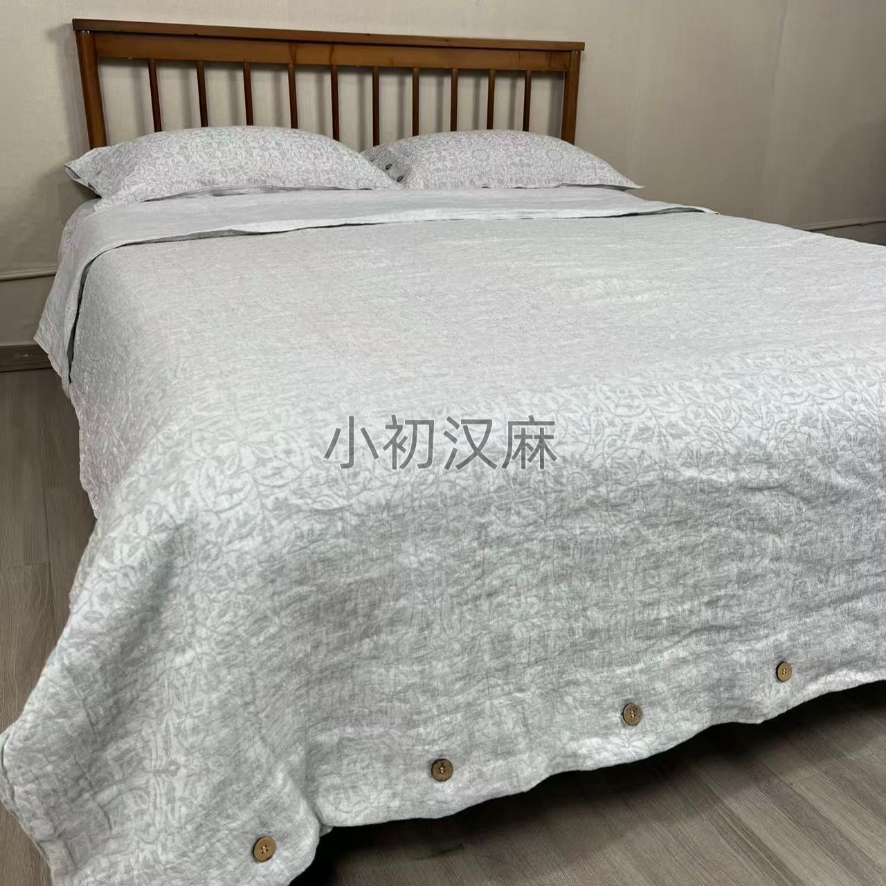 【汉麻牦牛绒四件套】汉麻雨露麻针织大提花透气保暖椰壳扣款四件套