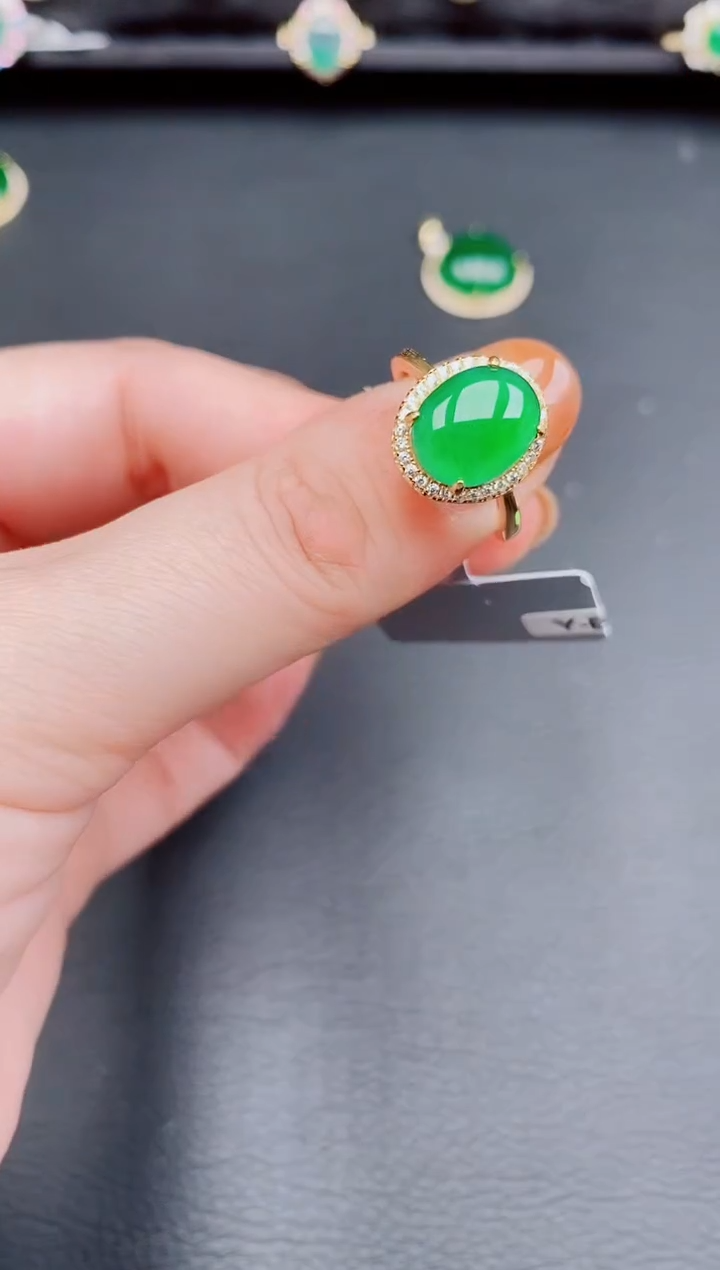 【闪购商品】翡翠戒指银S925镶嵌天然a货翡翠183