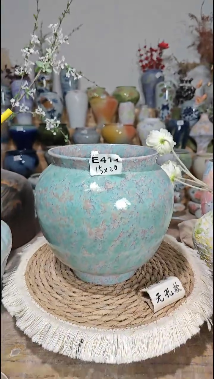 景德镇瓷韵陶瓷花盆 E414  手工制品 完美主义者慎拍