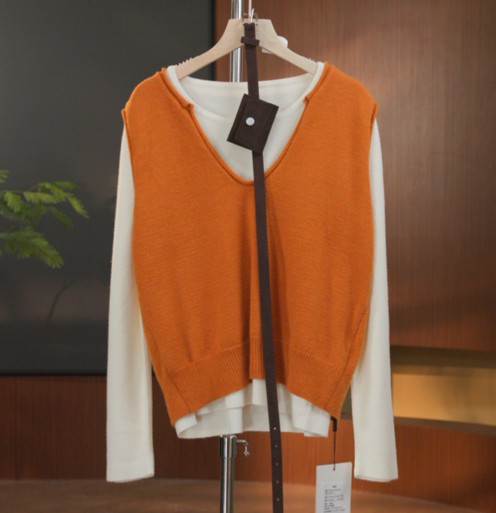 905-9809桔 秋冬常规款修身型百搭气质秋季毛针织女装