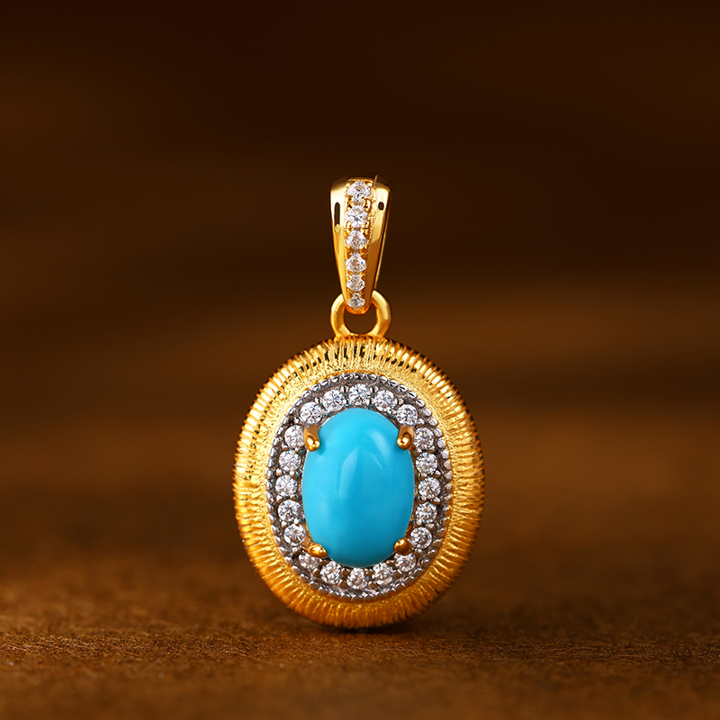 鹿叙珠宝 美松圆珠蛋面吊坠S925银镶嵌5*7MM经典百搭 BJH0310A