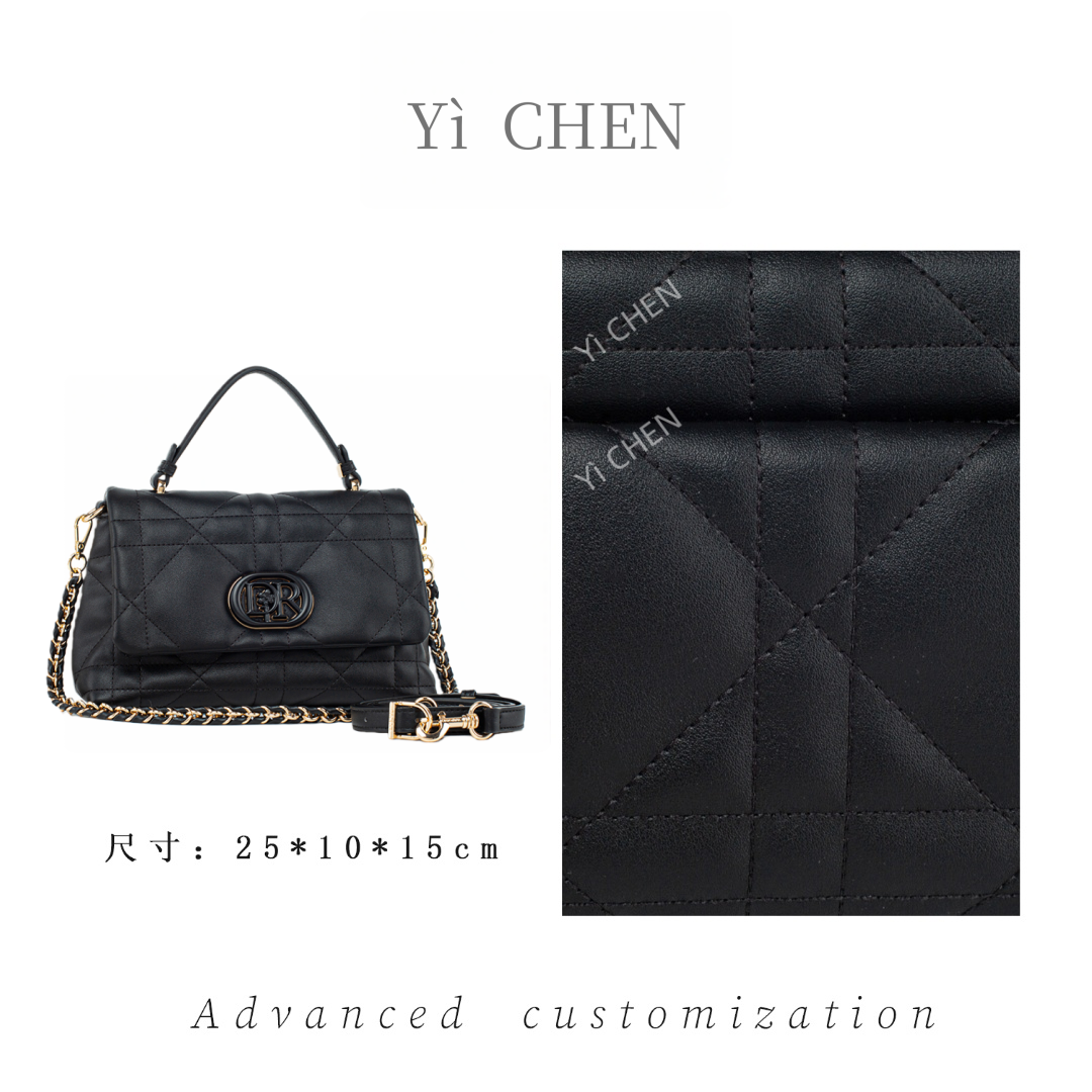 【Yì CHEN】QYX-98210-黑色 简约时尚女士新款轻奢单肩斜跨包