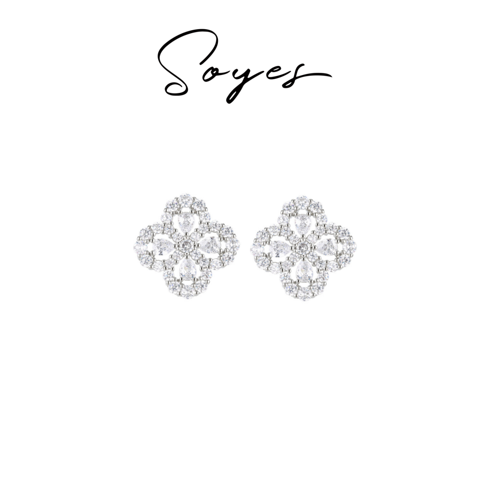 soyes/索野 铜合金耳饰 水滴钻四叶草耳钉超闪好搭配穿搭必买双11