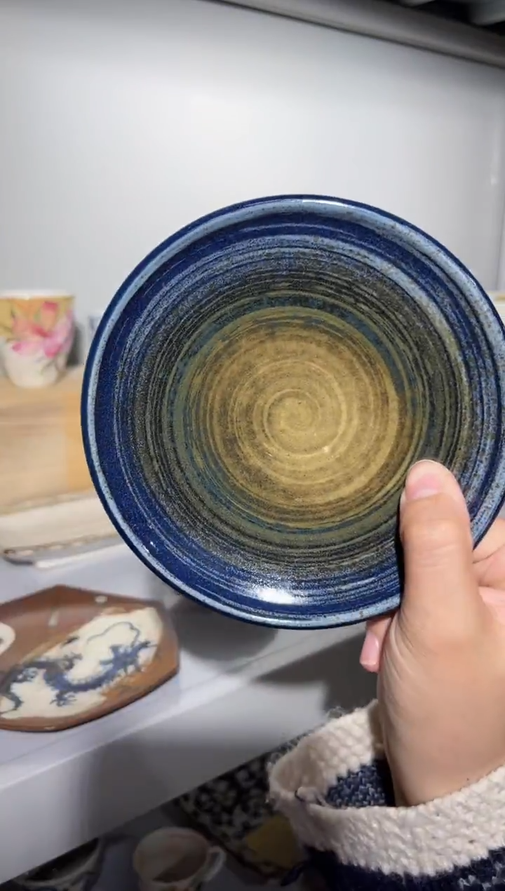 瓷片清风漩涡小碟 单个