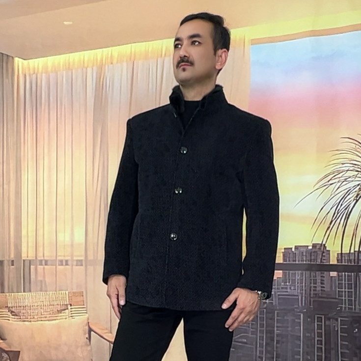 【全国包邮】2025款时尚新款雪尼尔大衣男立领外套
