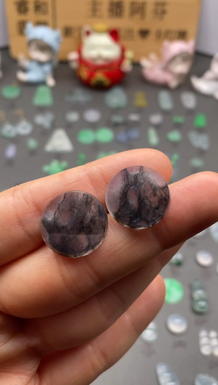 【闪购商品】翡翠颈饰未镶嵌冰乌鸡无事牌1对/芬