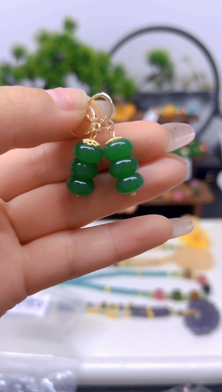 【闪购商品】翡翠耳饰14K金镶嵌耳饰E750