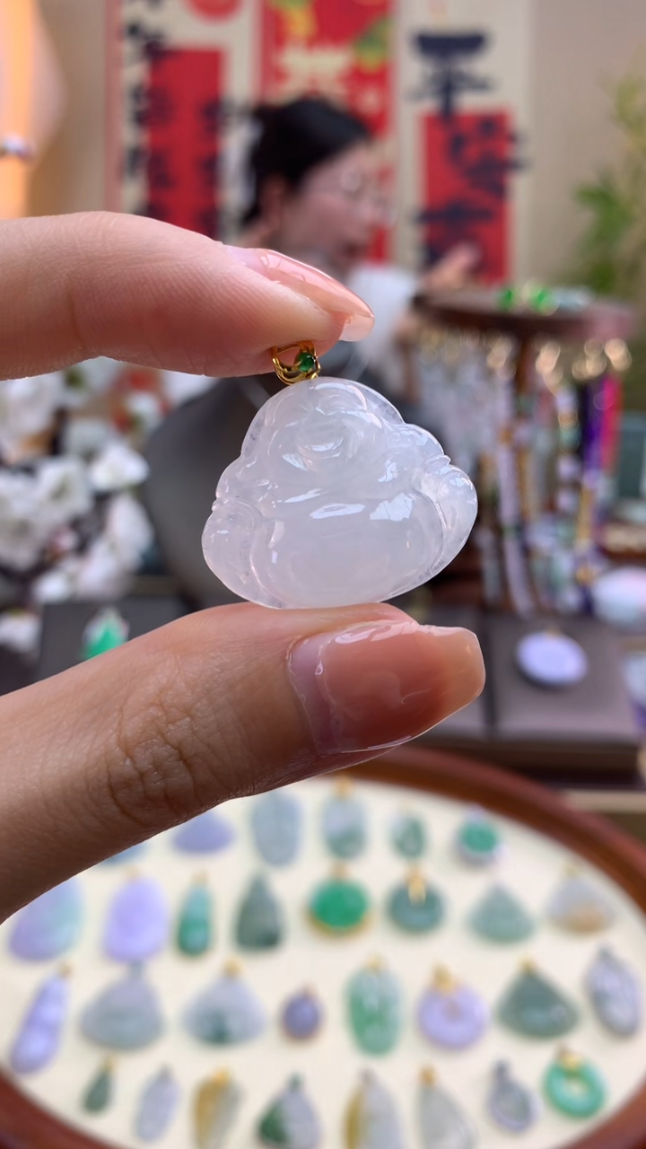 【闪购商品】翡翠颈饰18K金镶嵌佛公