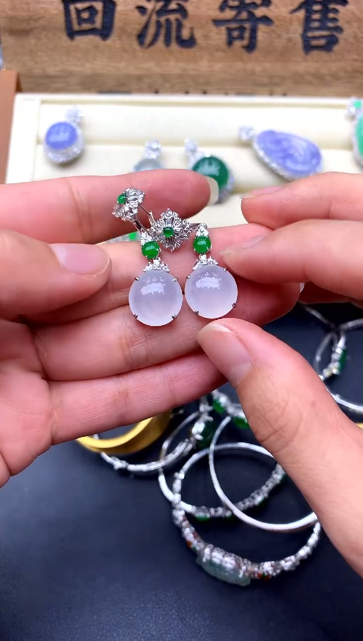 【闪购商品】翡翠耳饰18K金镶嵌541-中国好珍宝