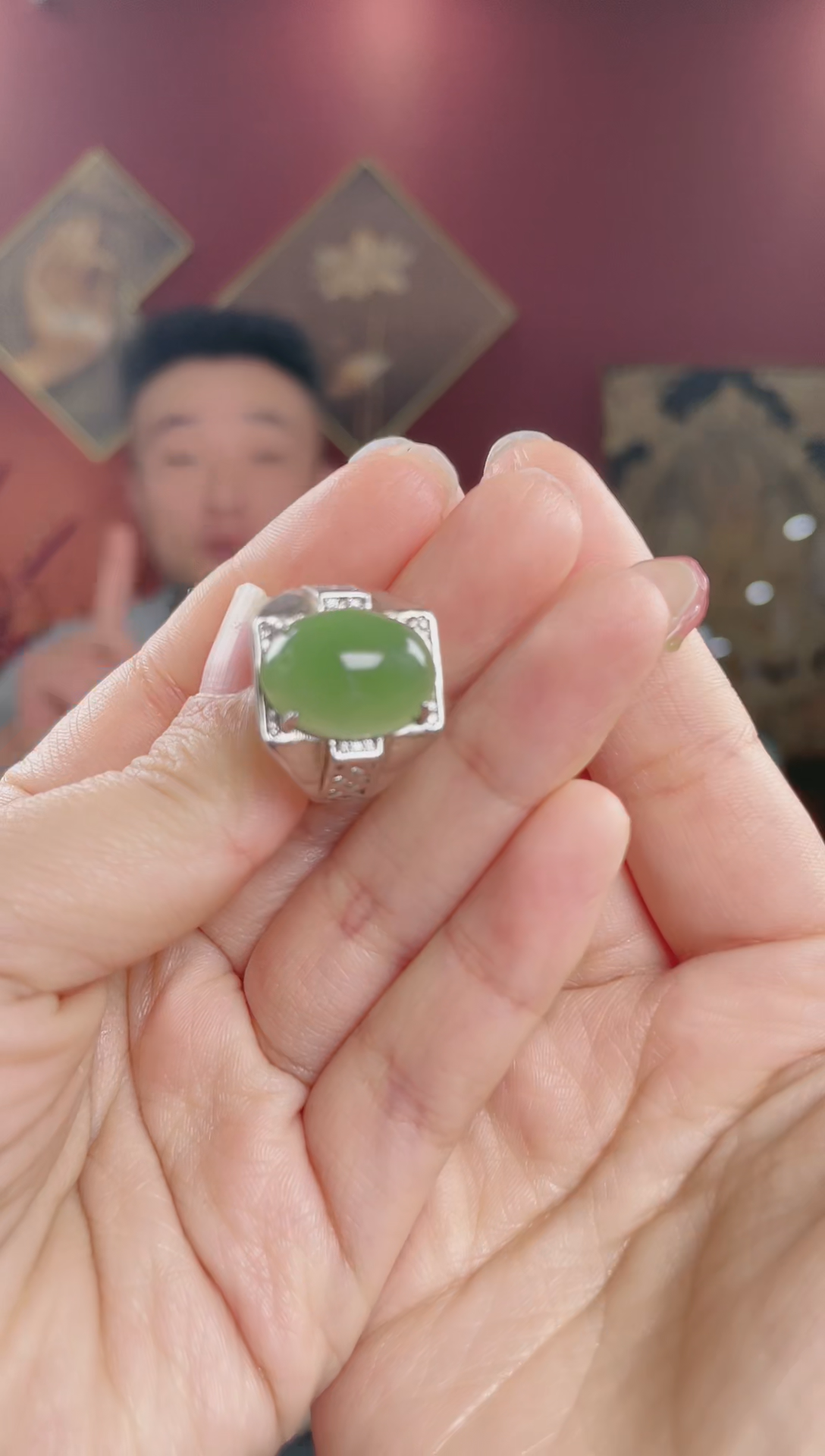 【闪购商品】和田玉戒指银S925镶嵌戒指