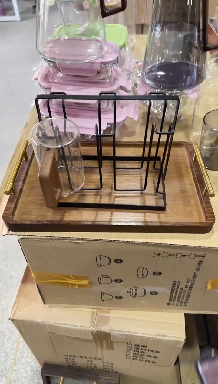 【闪购商品】水晶玻璃无盖款青苹果闪购价300毫升*6+杯架+托盘