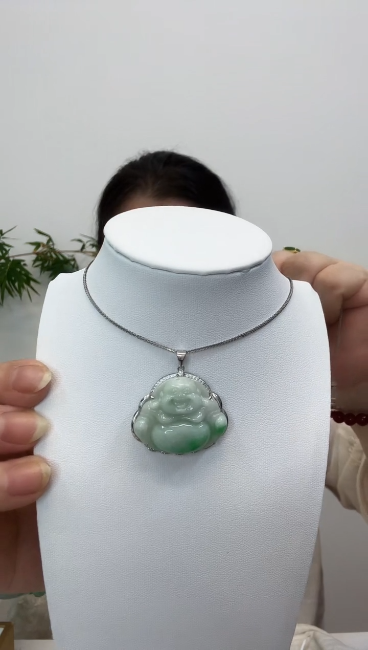 翡翠银S925镶嵌吊坠(赠链)佛公