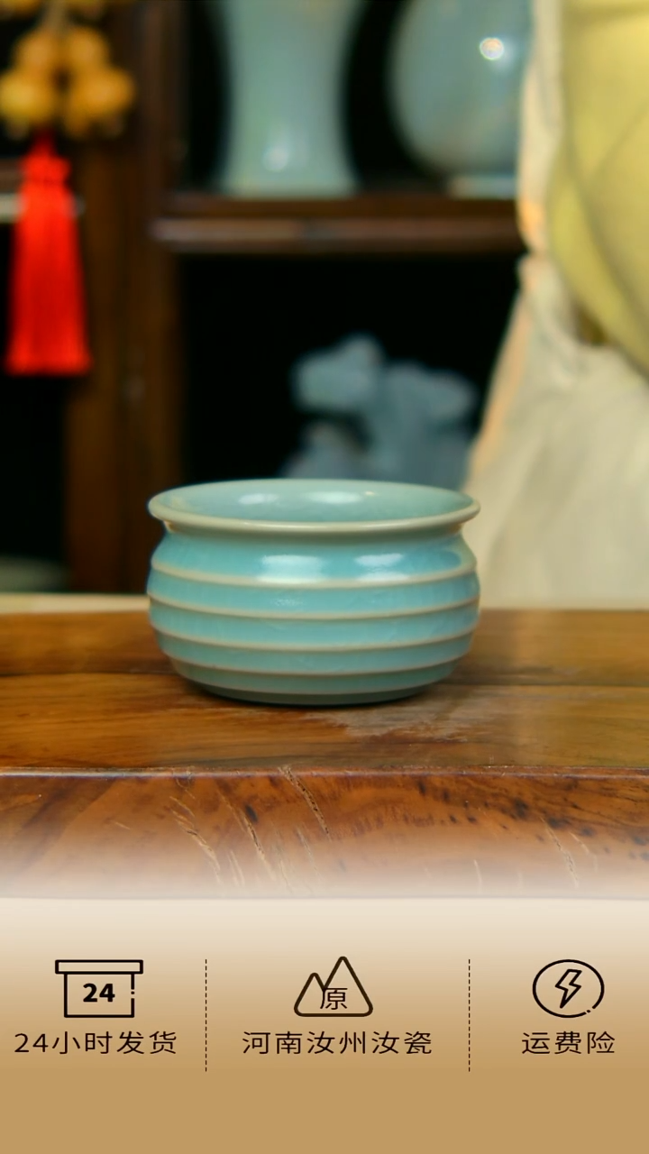 全手工仿古釉炫纹缸杯不完美