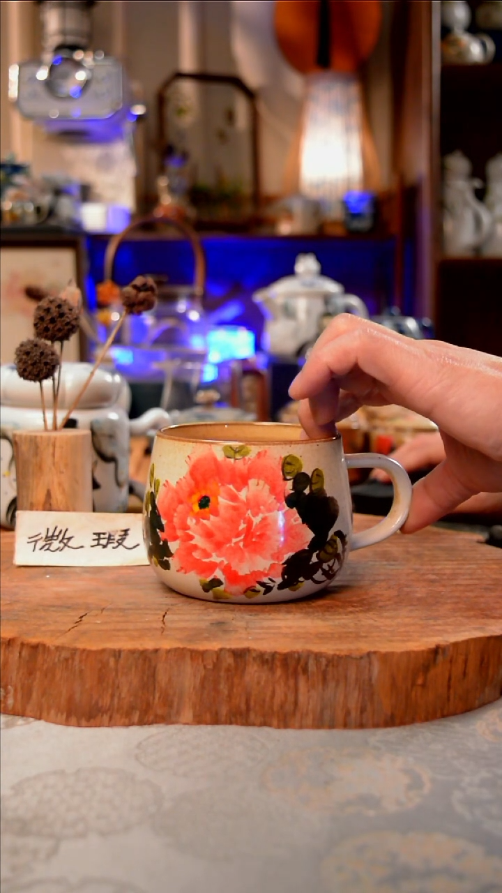 摆件牡丹手工手绘手工手绘