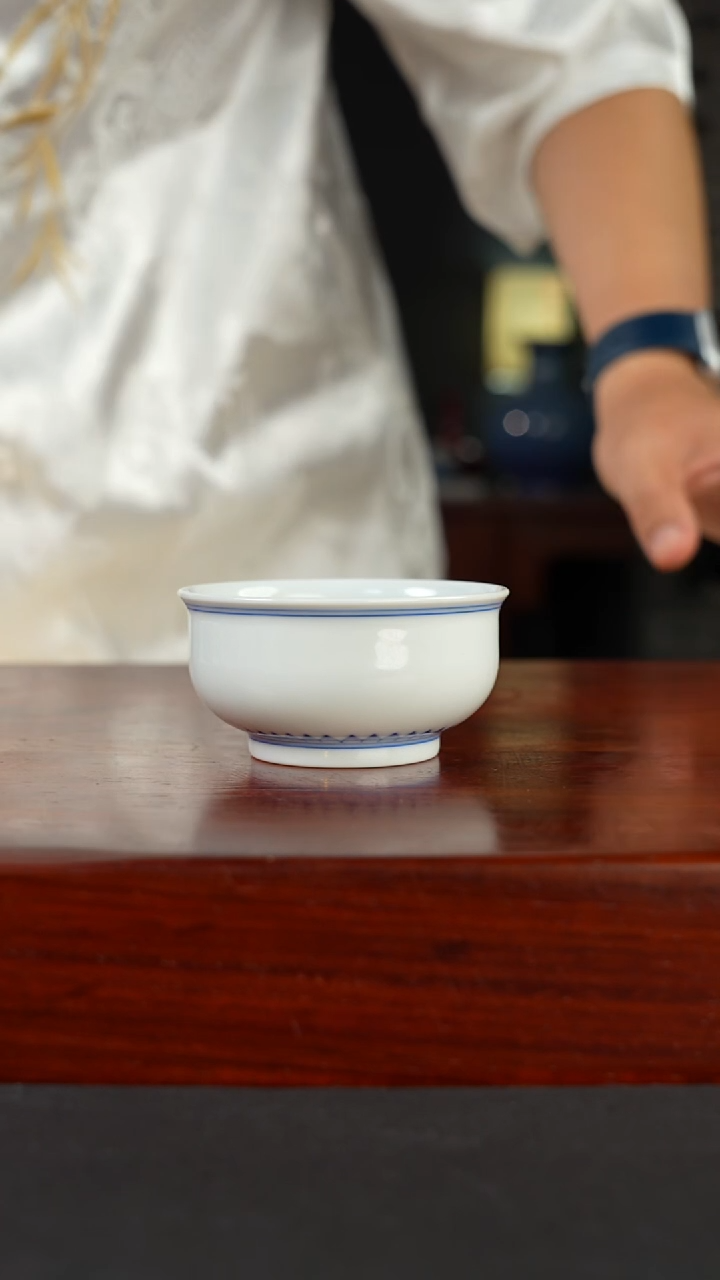 祖传窑真柴窑传承400年内绘祥云炉式杯