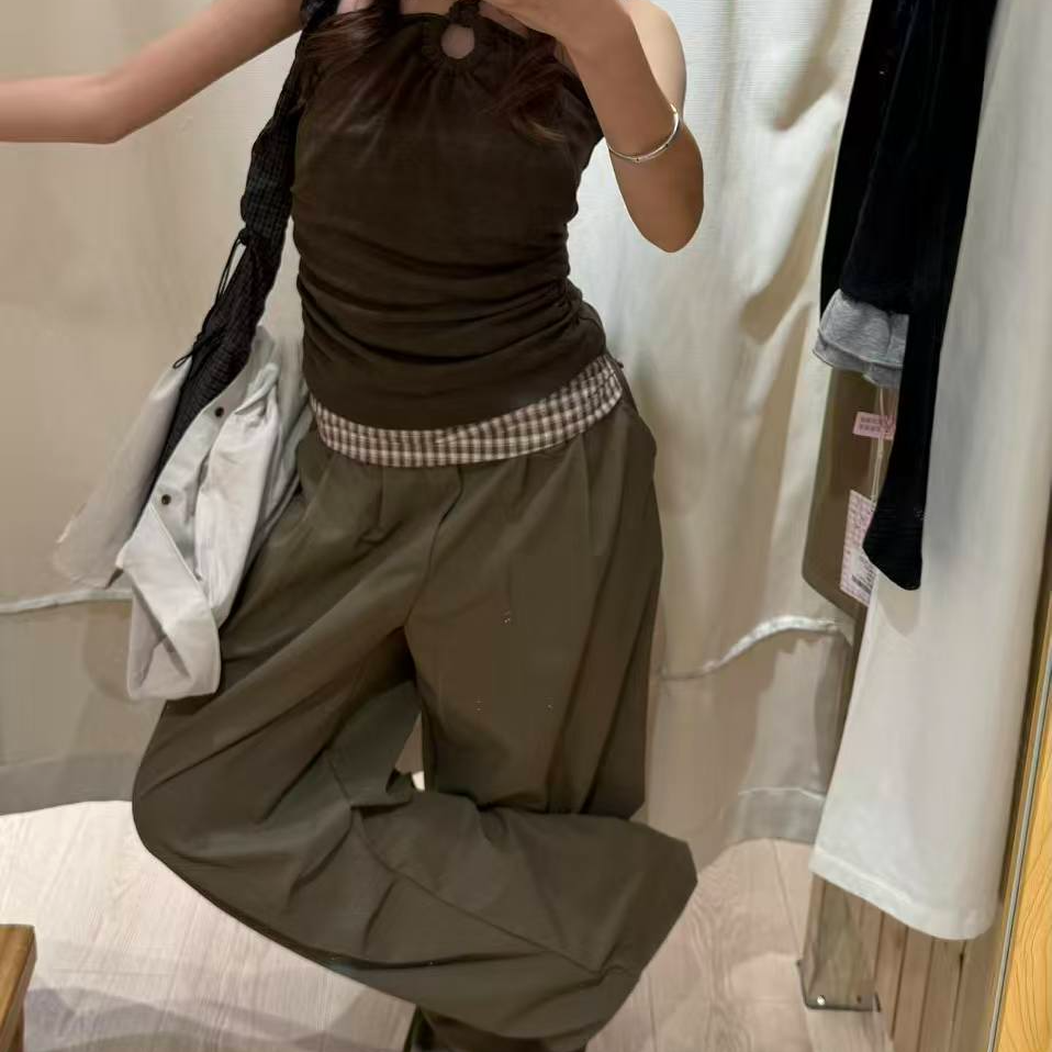 -好好穿衣服-|“绿野仙踪”腰头拼接格子工装阔腿裤