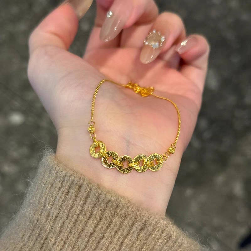 足银手链  蛇年五帝铜钱币手链新中式碎冰冰女款轻奢小众精致女友