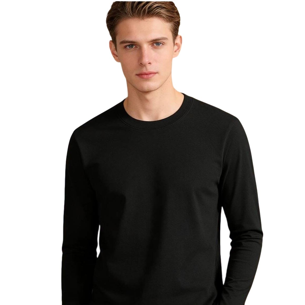 宽松圆领打底衫男女保暖纯色T恤长袖修身休闲
