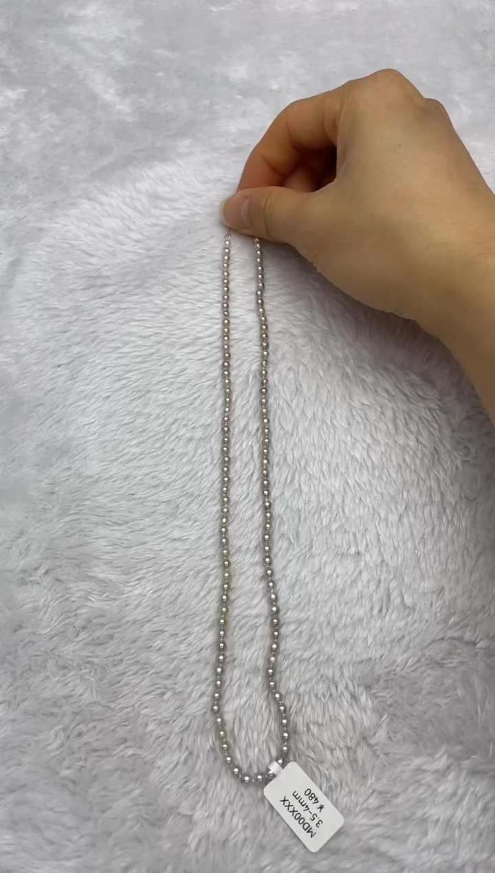 项链银S925镶嵌海水珍珠AK真多麻3.5-4mm