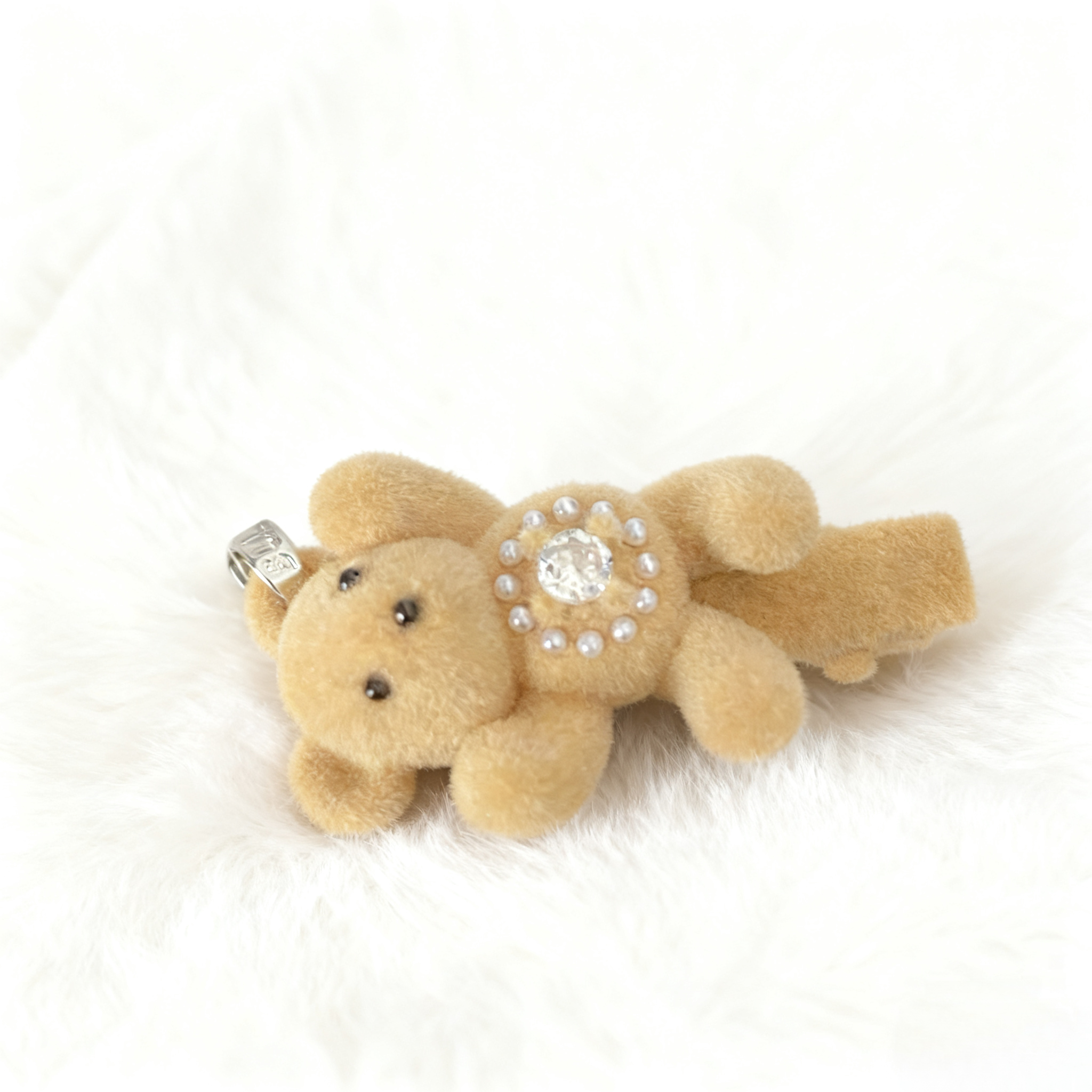 招手小熊发夹可爱少女风日韩发卡边夹秋冬植绒百搭小众设计礼物