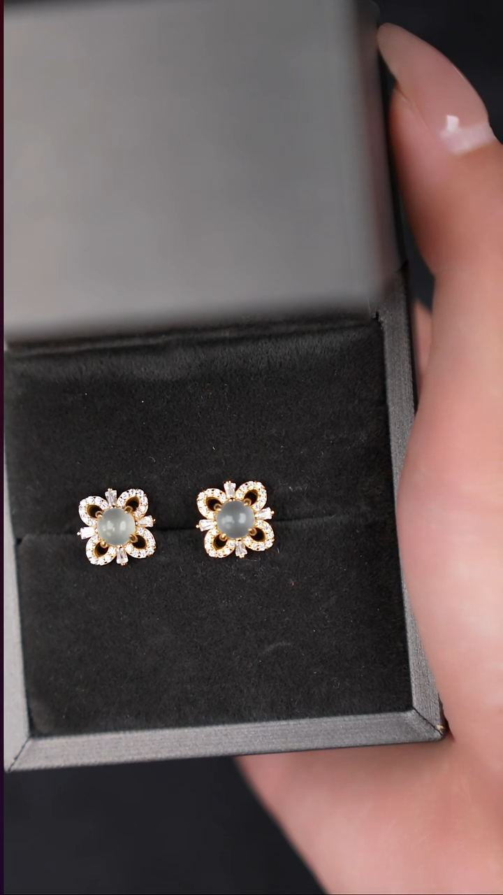 银S925镶嵌翡翠耳饰工厂抛货 不退不换 多样性发其1