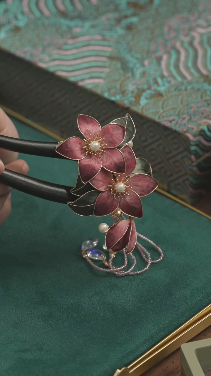 刺绣【福利】湘传礼 桑蚕丝 非遗绒花发钗