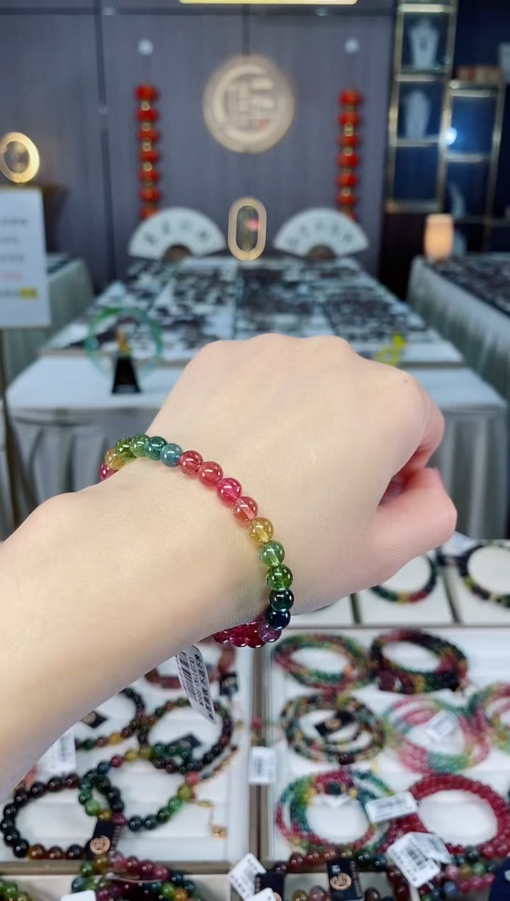 未镶嵌收藏级净体老矿碧玺单圈手串6mm+碧玺hon多样性发一条